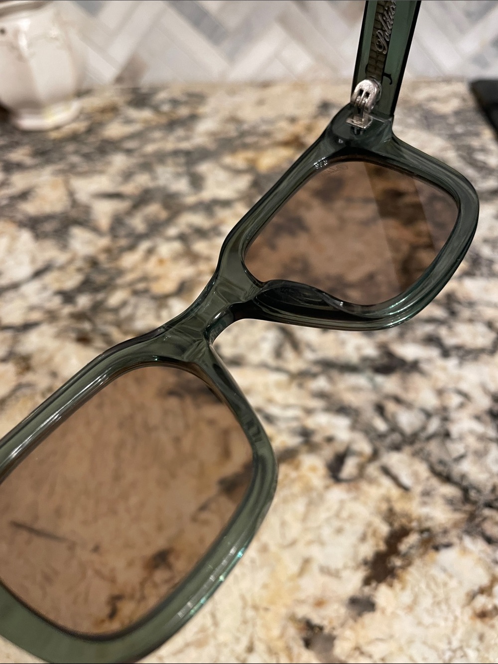 Politics Acadian Green Sunglasses - Classic Transparent Frame - Picture 10 of 10